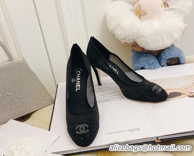 Low Price Chanel Mesh Crystal Pumps 8.5cm 122307 Black