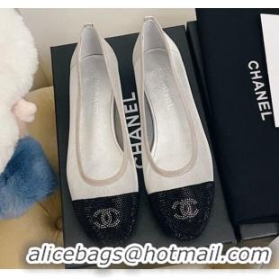 Discount Chanel Mesh Crystal Ballerinas 122308 Silver