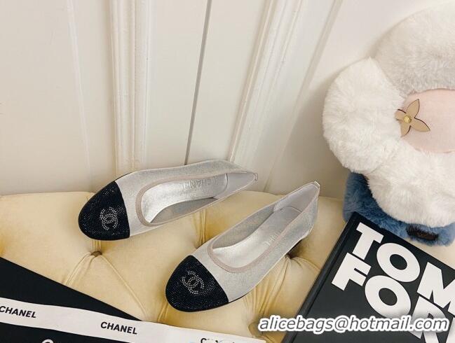 Discount Chanel Mesh Crystal Ballerinas 122308 Silver