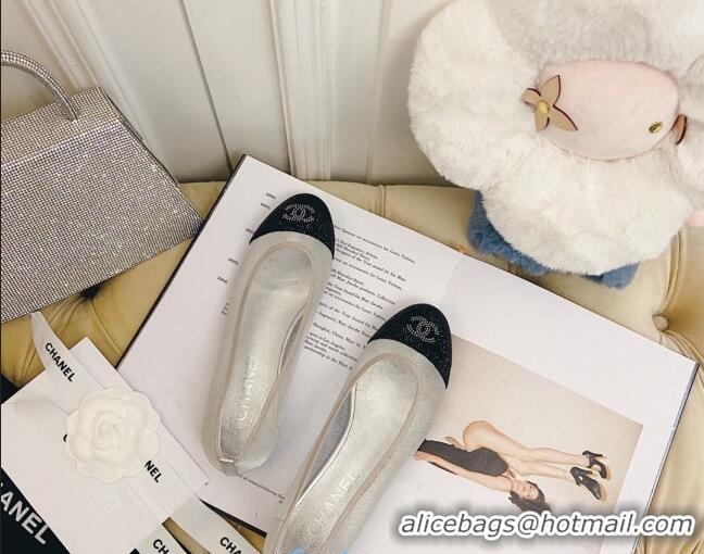 Discount Chanel Mesh Crystal Ballerinas 122308 Silver