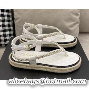 Discounts Chanel Lambskin Flat Thong Sandals G36921 White