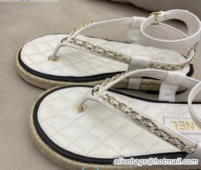 Discounts Chanel Lambskin Flat Thong Sandals G36921 White