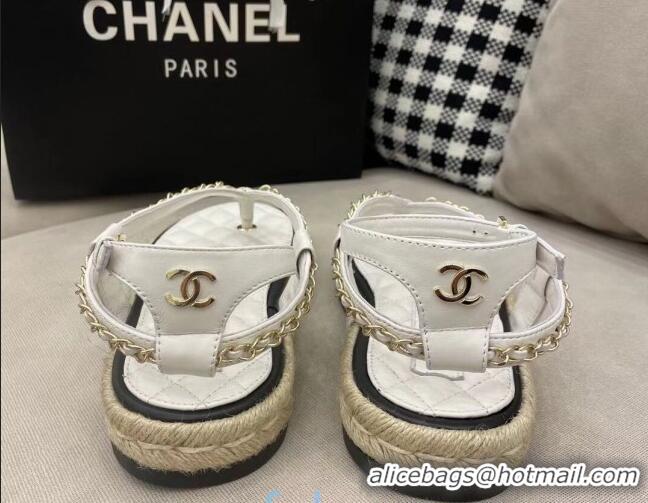 Discounts Chanel Lambskin Flat Thong Sandals G36921 White