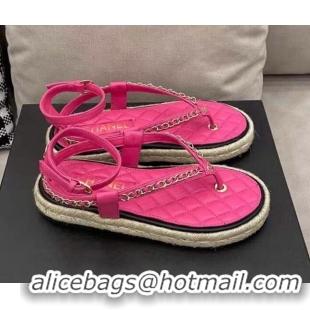 Best Price Chanel Lambskin Flat Thong Sandals G36921 Hot Pink