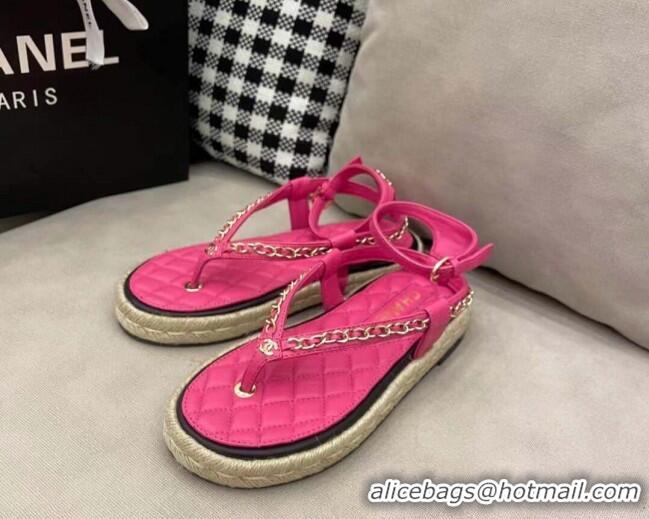 Best Price Chanel Lambskin Flat Thong Sandals G36921 Hot Pink