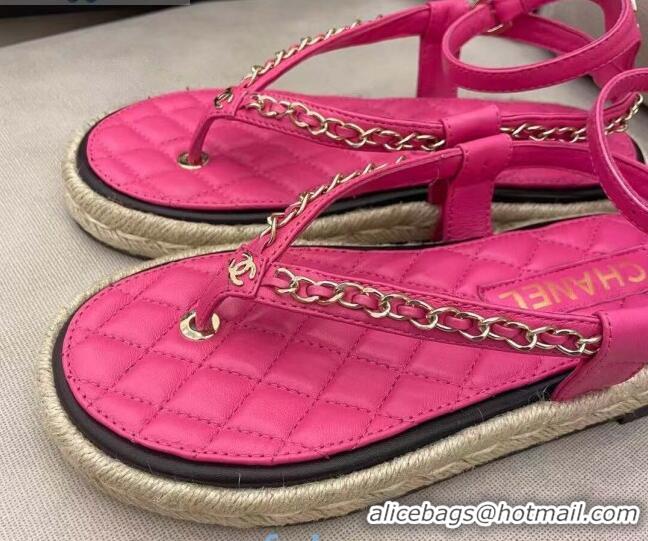 Best Price Chanel Lambskin Flat Thong Sandals G36921 Hot Pink