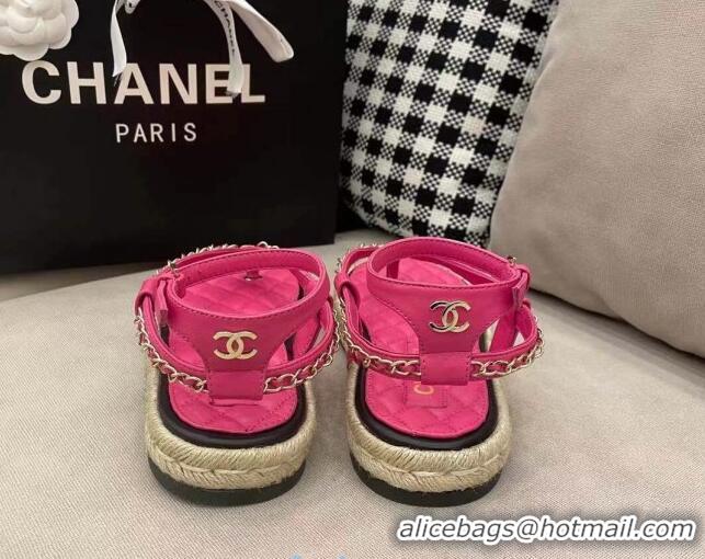 Best Price Chanel Lambskin Flat Thong Sandals G36921 Hot Pink