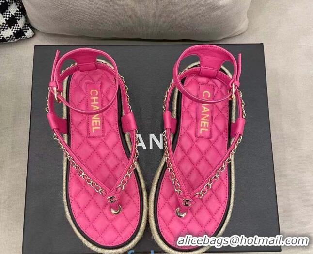 Best Price Chanel Lambskin Flat Thong Sandals G36921 Hot Pink