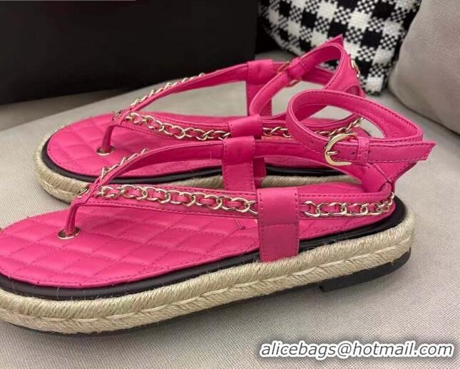 Best Price Chanel Lambskin Flat Thong Sandals G36921 Hot Pink