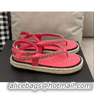 Stylish Chanel Lambskin Flat Thong Sandals G36921 Red