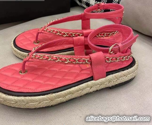 Stylish Chanel Lambskin Flat Thong Sandals G36921 Red