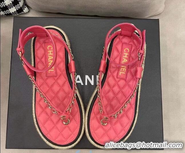 Stylish Chanel Lambskin Flat Thong Sandals G36921 Red