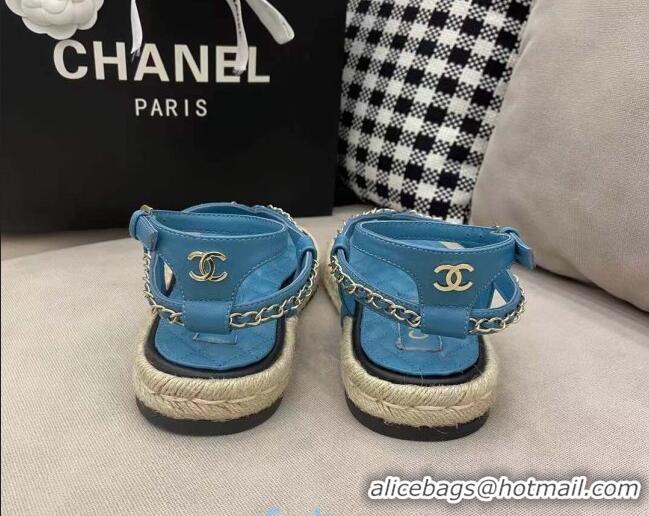 Best Quality Chanel Lambskin Flat Thong Sandals G36921 Blue