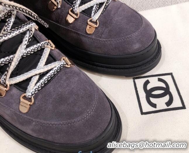 Best Product Chanel Suede Lace-up Short Boots 22326 Gray