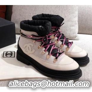 Lowest Price Chanel Suede Lace-up Short Boots 22326 White 