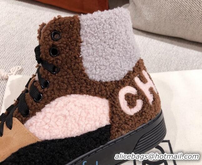 Best Price Chanel Shearling Wool Short Boots 122348 Brown/Black