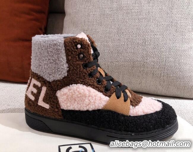 Best Price Chanel Shearling Wool Short Boots 122348 Brown/Black