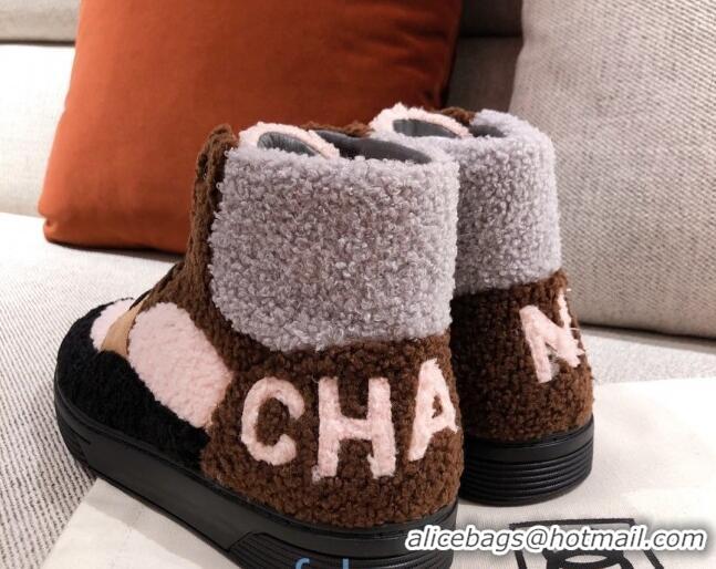 Best Price Chanel Shearling Wool Short Boots 122348 Brown/Black