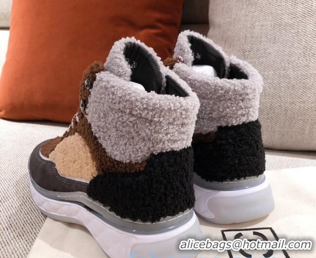 Most Popular Chanel Shearling Wool Short Boots 122348 Brown/Black