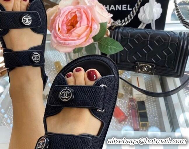 Charming Chanel Mesh Strap Flat Sandals G35927 Black