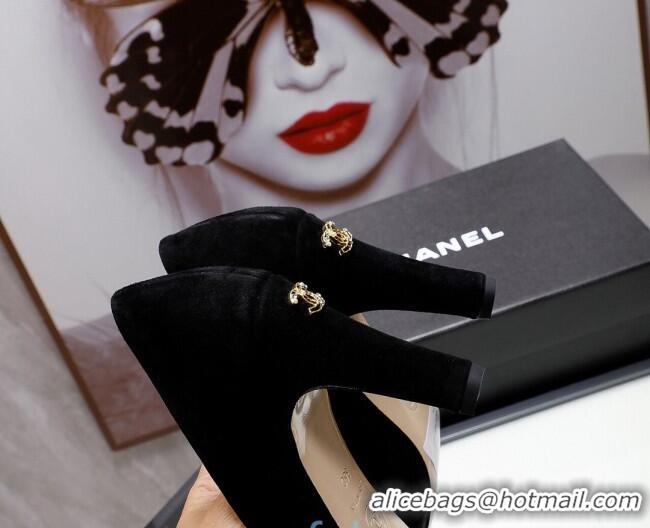 Top Grade Chanel Suede Kidskin Pumps with Pearl Knot Charm G36391 7.5cm Black 2021