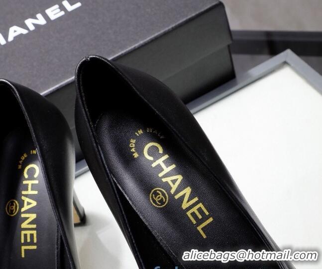 Best Quality Chanel Leather Pumps with Pearl Knot Charm G36391 7.5cm Black 2021