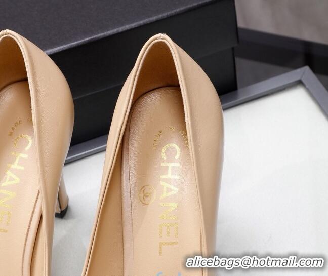 Popular Style Chanel Suede Kidskin Pumps with Pearl Knot Charm G36391 7.5cm Nude 2021