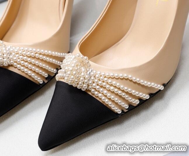 Popular Style Chanel Suede Kidskin Pumps with Pearl Knot Charm G36391 7.5cm Nude 2021