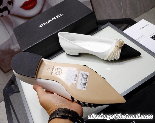 Super Quality Chanel Suede Kidskin Ballerinas with Pearl Knot Charm G36391 White 2021