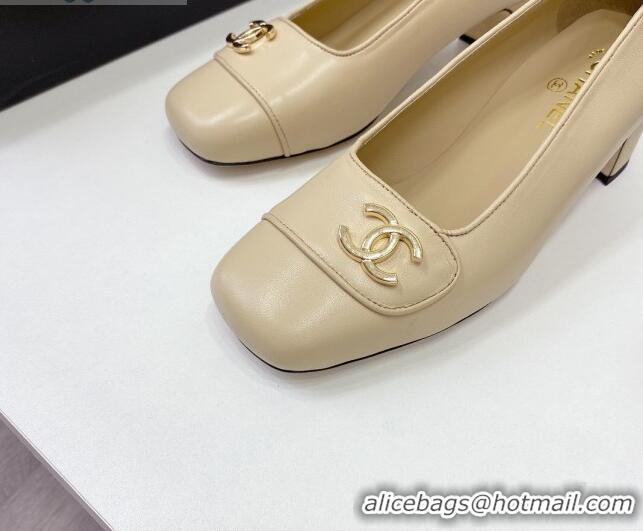 Funny Chanel Lambskin CC Pumps 5cm 010794 Beige 2021