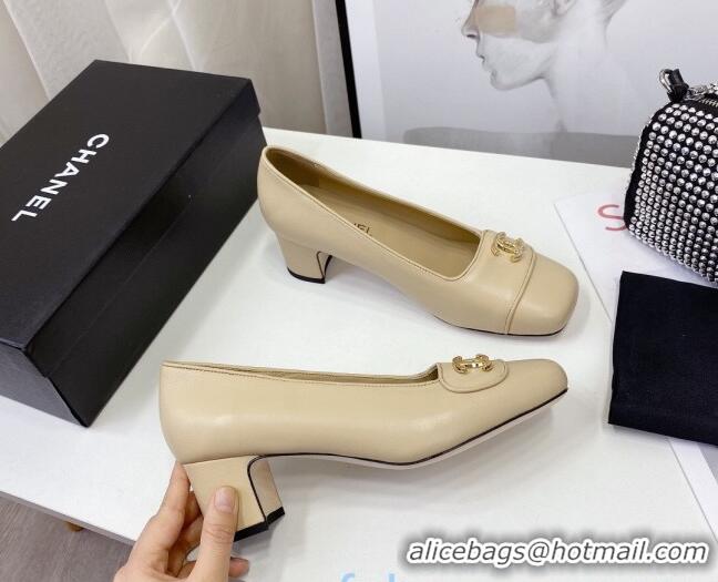 Funny Chanel Lambskin CC Pumps 5cm 010794 Beige 2021