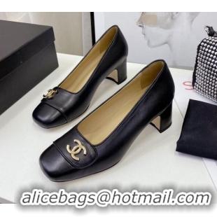 Top Quality Chanel Lambskin CC Pumps 5cm 010797 Black 2021