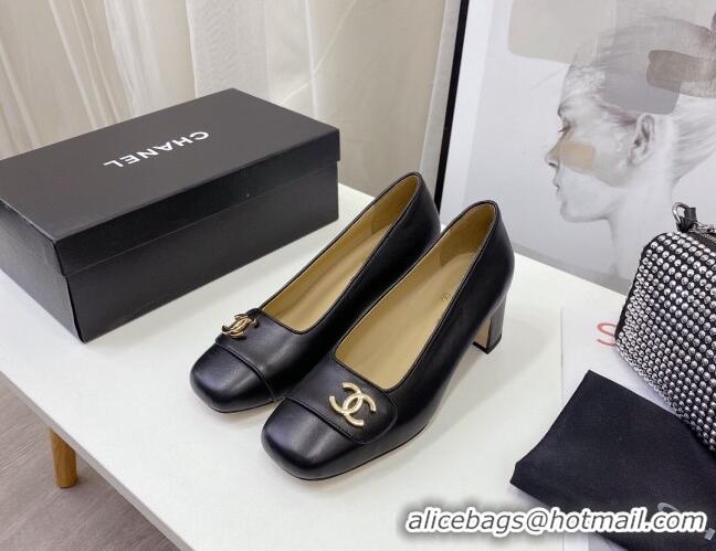 Top Quality Chanel Lambskin CC Pumps 5cm 010797 Black 2021