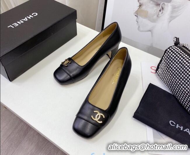 Top Quality Chanel Lambskin CC Pumps 5cm 010797 Black 2021