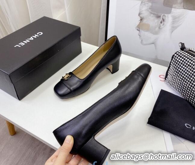 Top Quality Chanel Lambskin CC Pumps 5cm 010797 Black 2021