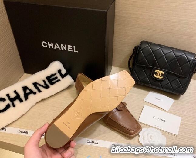 Good Quality Chanel Vintage Calfskin Ballerinas with Buckle 010809 Brown 2021