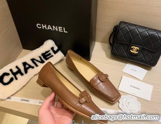 Good Quality Chanel Vintage Calfskin Ballerinas with Buckle 010809 Brown 2021