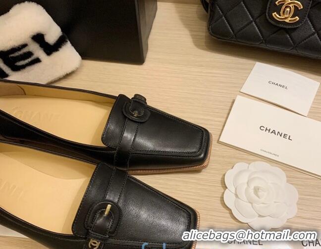 Unique Grade Chanel Vintage Calfskin Ballerinas with Buckle 010809 Black 2021