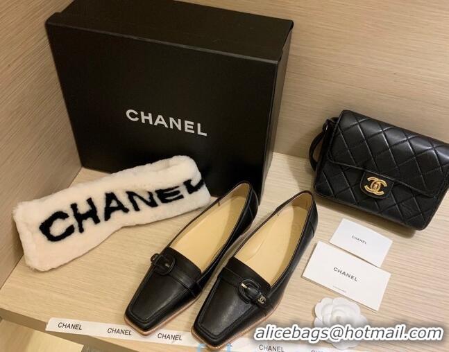 Unique Grade Chanel Vintage Calfskin Ballerinas with Buckle 010809 Black 2021