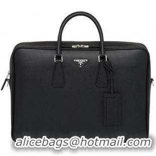 Top Quality Prada Saffiano Leather Briefcase P8741 Black