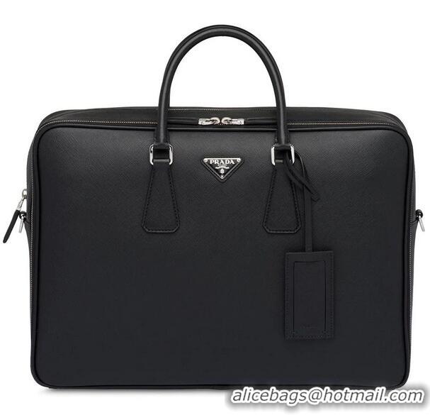 Top Quality Prada Saffiano Leather Briefcase P8741 Black