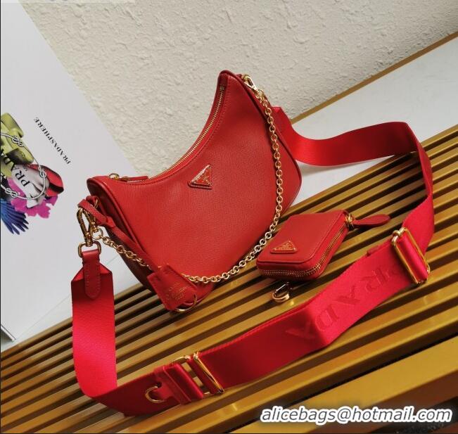 Good Product Prada Re-Edition 2005 Saffiano Leather Hobo Bag 1BH204 Red 2020