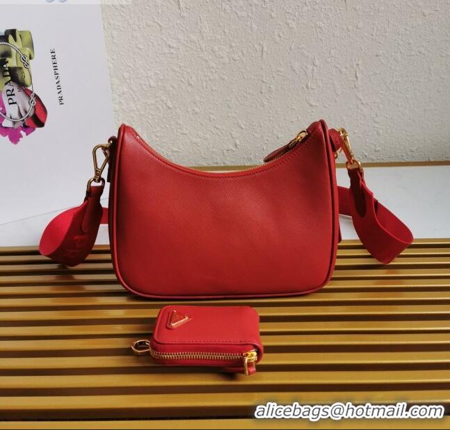 Good Product Prada Re-Edition 2005 Saffiano Leather Hobo Bag 1BH204 Red 2020