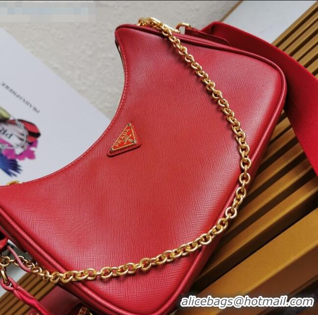 Good Product Prada Re-Edition 2005 Saffiano Leather Hobo Bag 1BH204 Red 2020