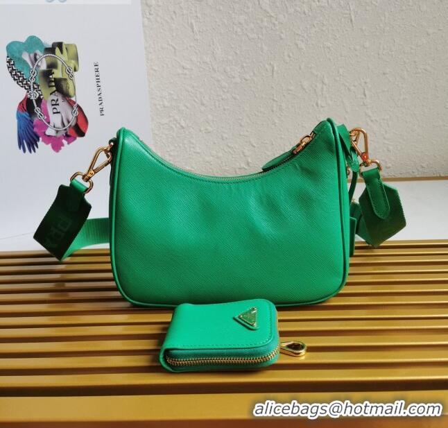 Top Grade Prada Re-Edition 2005 Saffiano Leather Hobo Bag 1BH204 Bright Green 2020