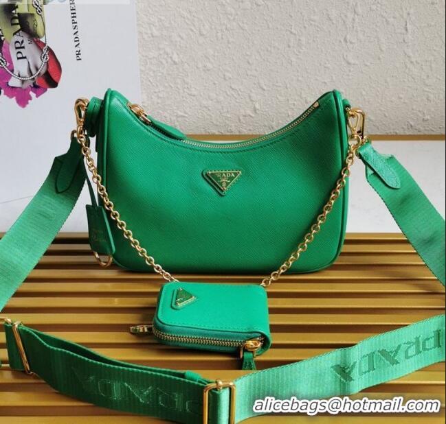 Top Grade Prada Re-Edition 2005 Saffiano Leather Hobo Bag 1BH204 Bright Green 2020