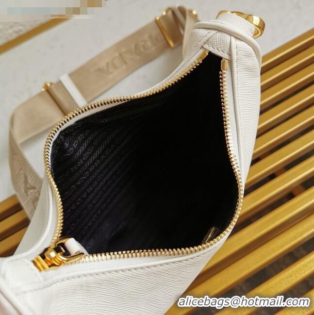 Unique Style Prada Re-Edition 2005 Saffiano Leather Hobo Bag 1BH204 White 2020