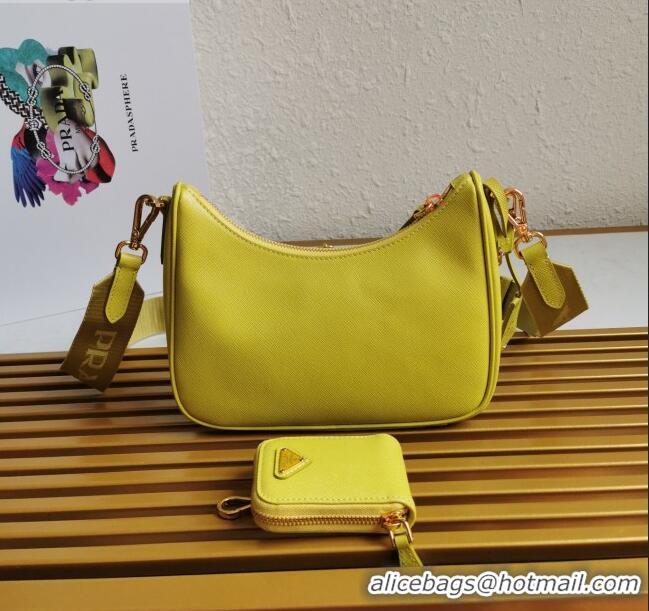 Market Sells Prada Re-Edition 2005 Saffiano Leather Hobo Bag 1BH204 Yellow 2020