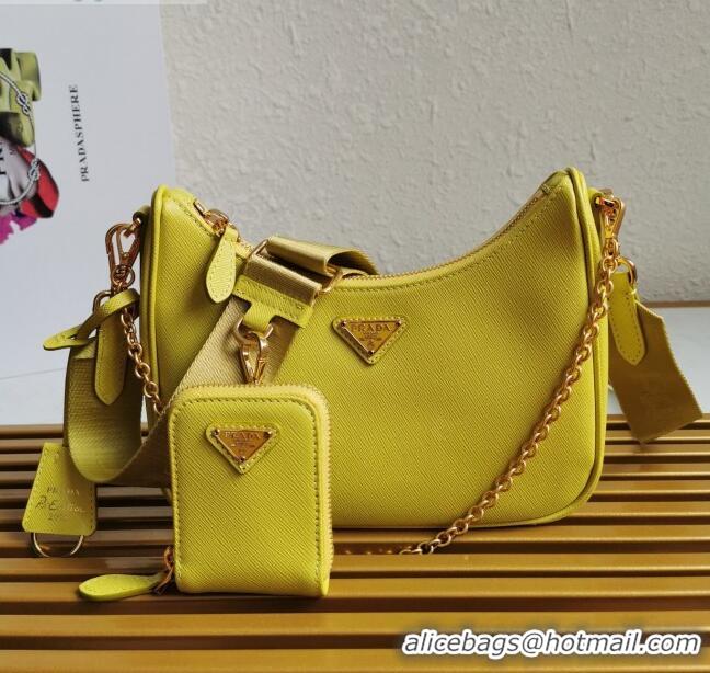 Market Sells Prada Re-Edition 2005 Saffiano Leather Hobo Bag 1BH204 Yellow 2020