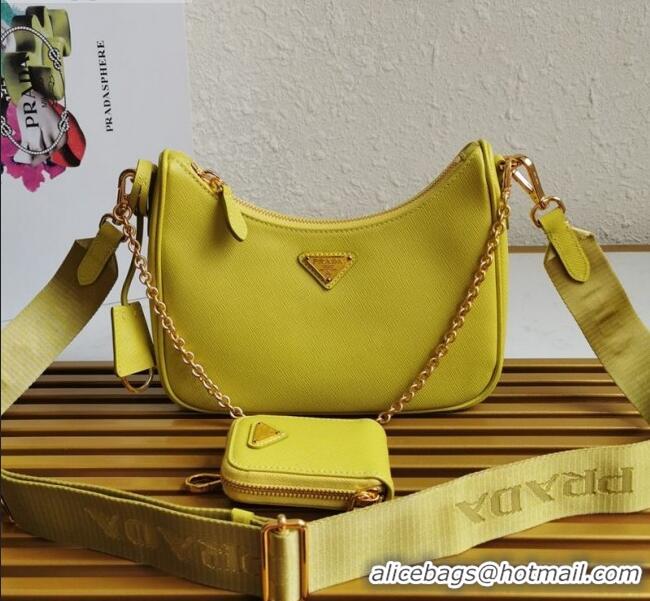 Market Sells Prada Re-Edition 2005 Saffiano Leather Hobo Bag 1BH204 Yellow 2020